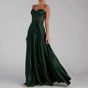 Windsor Sarahi Sequin Satin Corset Prom Dress
